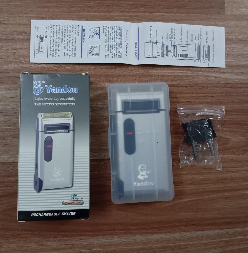 Carrycraft Yandou Rechargeable Shaver Model SV-W301U - High Quality Electric Shaving Device With Charging Connector Cleaning Brush And Manual Guide