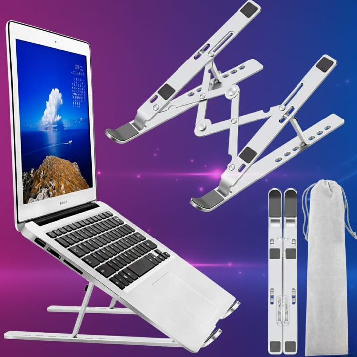 Carrycraft Professional Branded Speed-X 18-Inch Biggest Height Heavy Duty Professional Laptop Stand Aluminium Alloy Creative Adjustable Folding Portable With Pouch Cover And 6 Angles Adjustable
