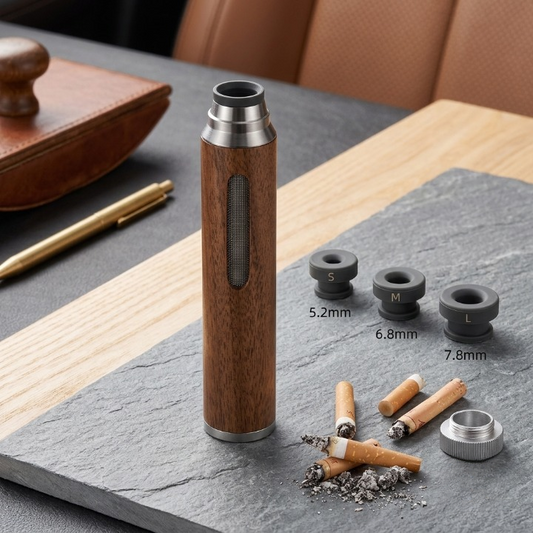 Carrycraft Premium Handheld Ashless Cigarette Holder – Portable Wooden Anti-Ash Car & Desktop Smoking Sleeve Protective Cover