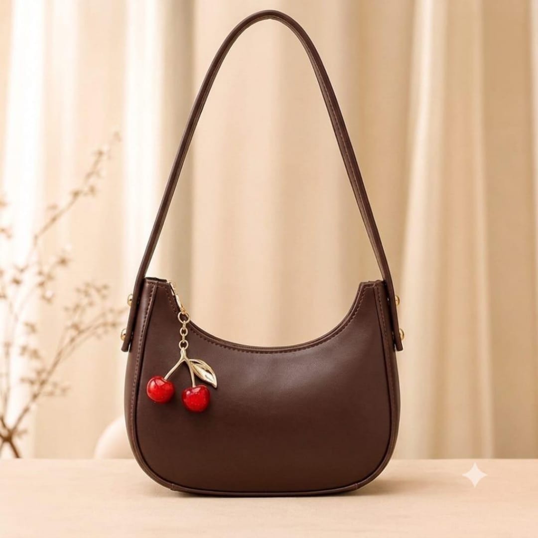 Cherry Charm Shoulder Purse Stylish Compact Durable Fashion Accessory Practical Choice For Daily Use Office College And Casual Outings - Black
