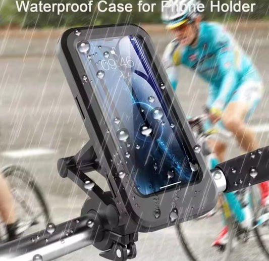 Carrycrafyt Waterproof Bike Phone Mount - 360° Rotatable Motorcycle & Bicycle Mobile Holder - Adjustable Touch Screen Handlebar Phone Support for All Bikes