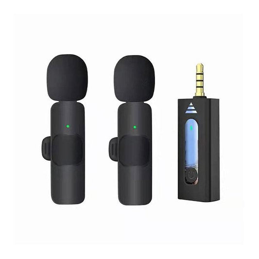 Carrycraft K35 Wireless Single Microphone – High-Quality 2.4GHz Lapel Mic Set with 3.5mm Receiver for Mobile Phones, Cameras, Speakers & Vlogging (Double Mic)
