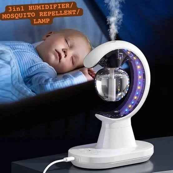 CarryCraft Multifunctional Smart Electric 3 In 1 Mosquito Repellent Air Humidifier LED Lamp For Home And Office Use
