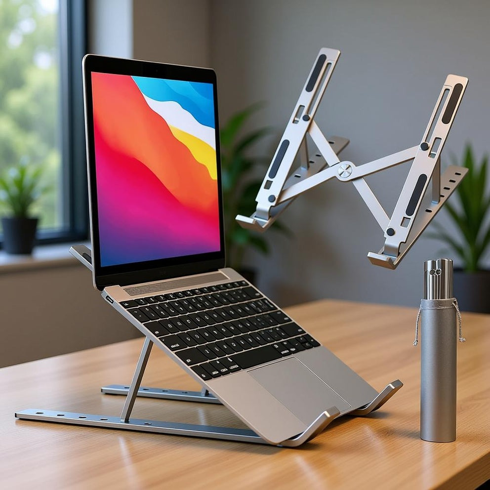 Carrycraft Professional Branded Speed-X 18-Inch Biggest Height Heavy Duty Professional Laptop Stand Aluminium Alloy Creative Adjustable Folding Portable With Pouch Cover And 6 Angles Adjustable