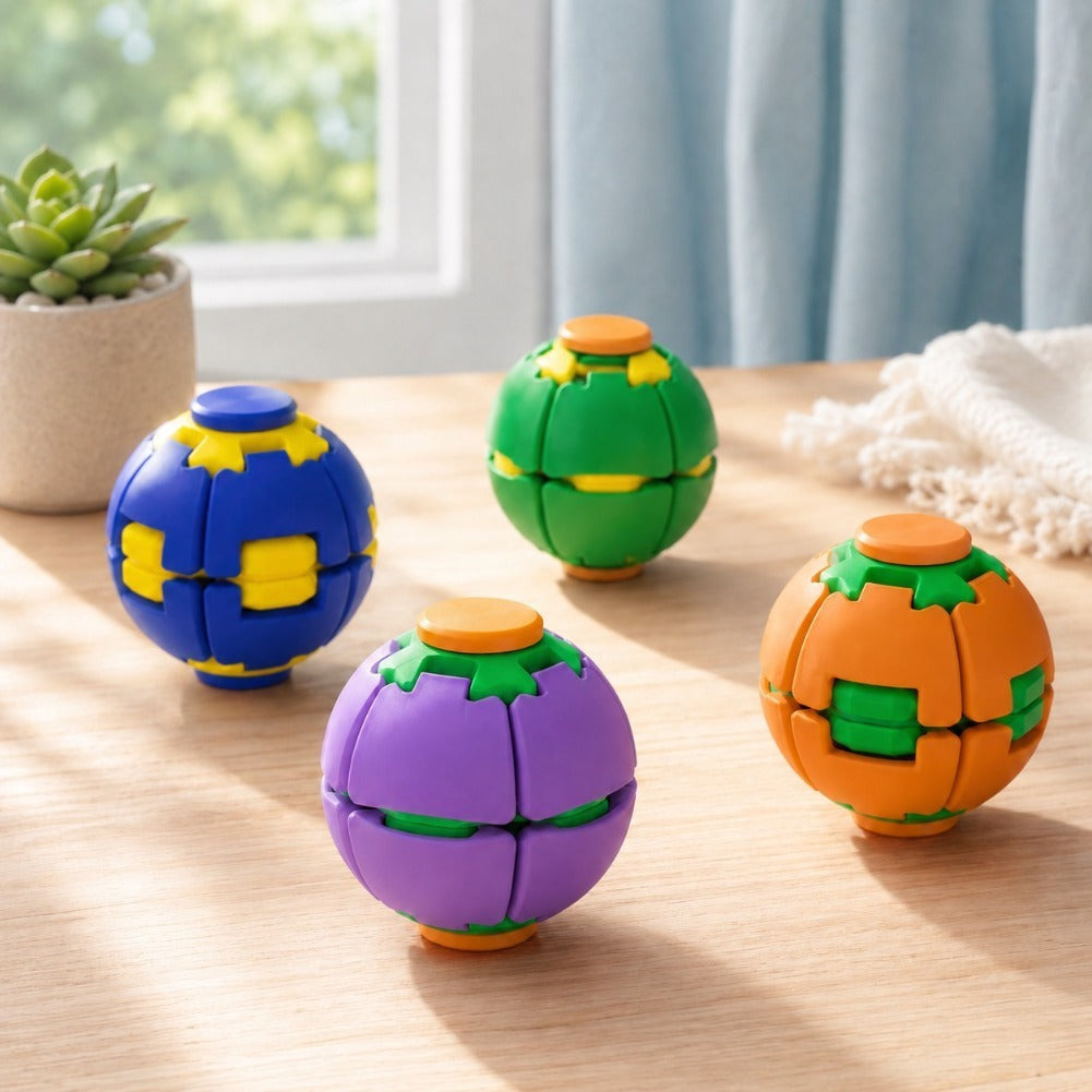Carrycraft Rotatable 3D Printed Fidget Spinner Ball Push Pop Finger Gyro Sphere Hard Plastic Stress Relief Sensory Desk Toy (Random Color)