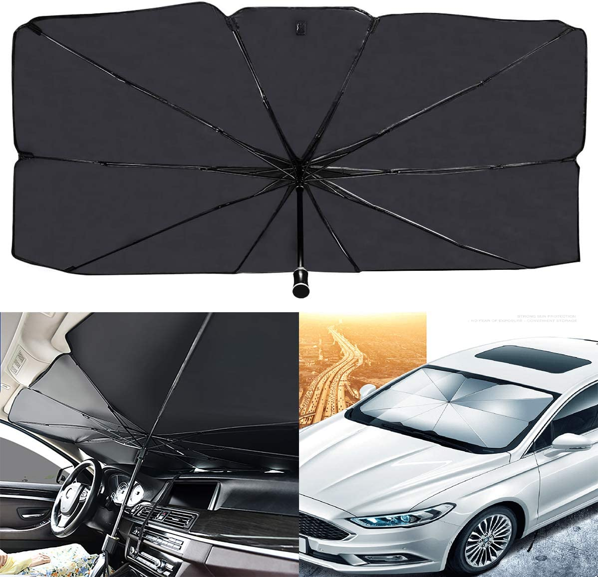 Carry craft Universal Car Umbrella Sun Shade Cover for Windshield UV Reflecting Foldable Front Car Sunshade Umbrella