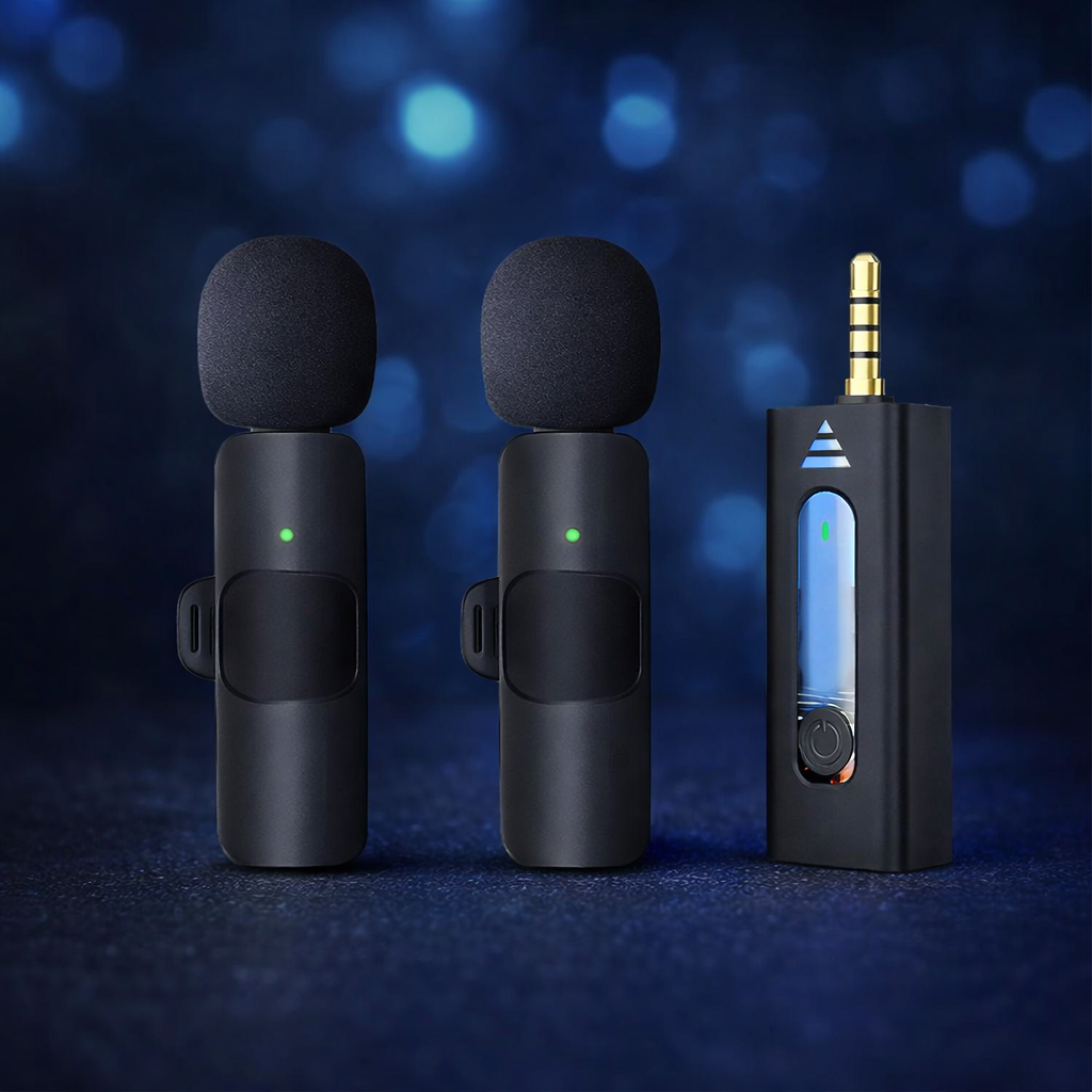 Carrycraft K35 Wireless Single Microphone – High-Quality 2.4GHz Lapel Mic Set with 3.5mm Receiver for Mobile Phones, Cameras, Speakers & Vlogging (Double Mic)