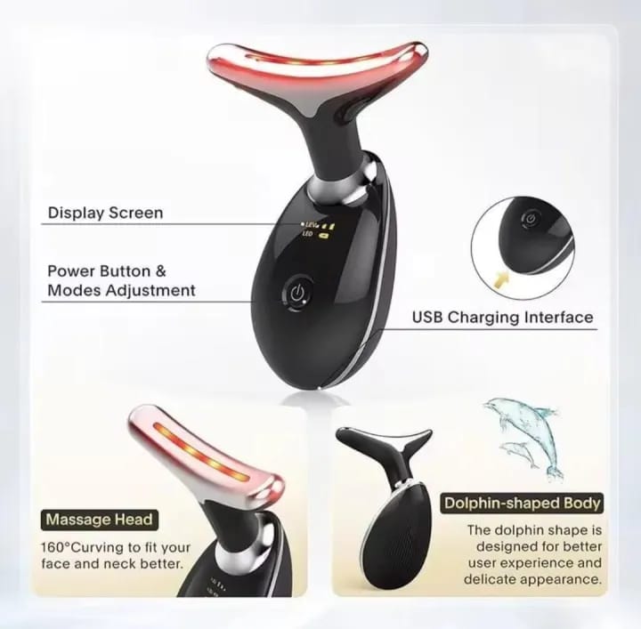 carrycraft Neck Lifting And Tightening Massager EMS Microcurrent Face And Neck Device With LED Light