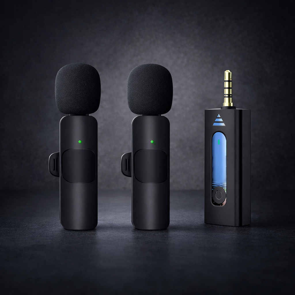 Carrycraft K35 Wireless Single Microphone – High-Quality 2.4GHz Lapel Mic Set with 3.5mm Receiver for Mobile Phones, Cameras, Speakers & Vlogging (Double Mic)