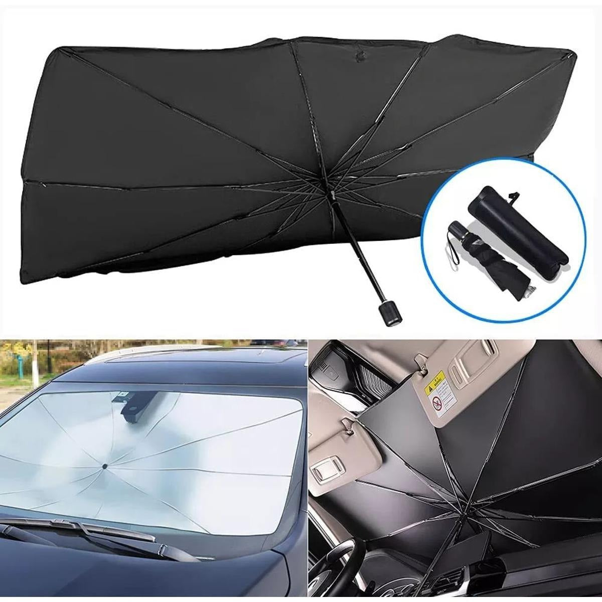 Carry craft Universal Car Umbrella Sun Shade Cover for Windshield UV Reflecting Foldable Front Car Sunshade Umbrella